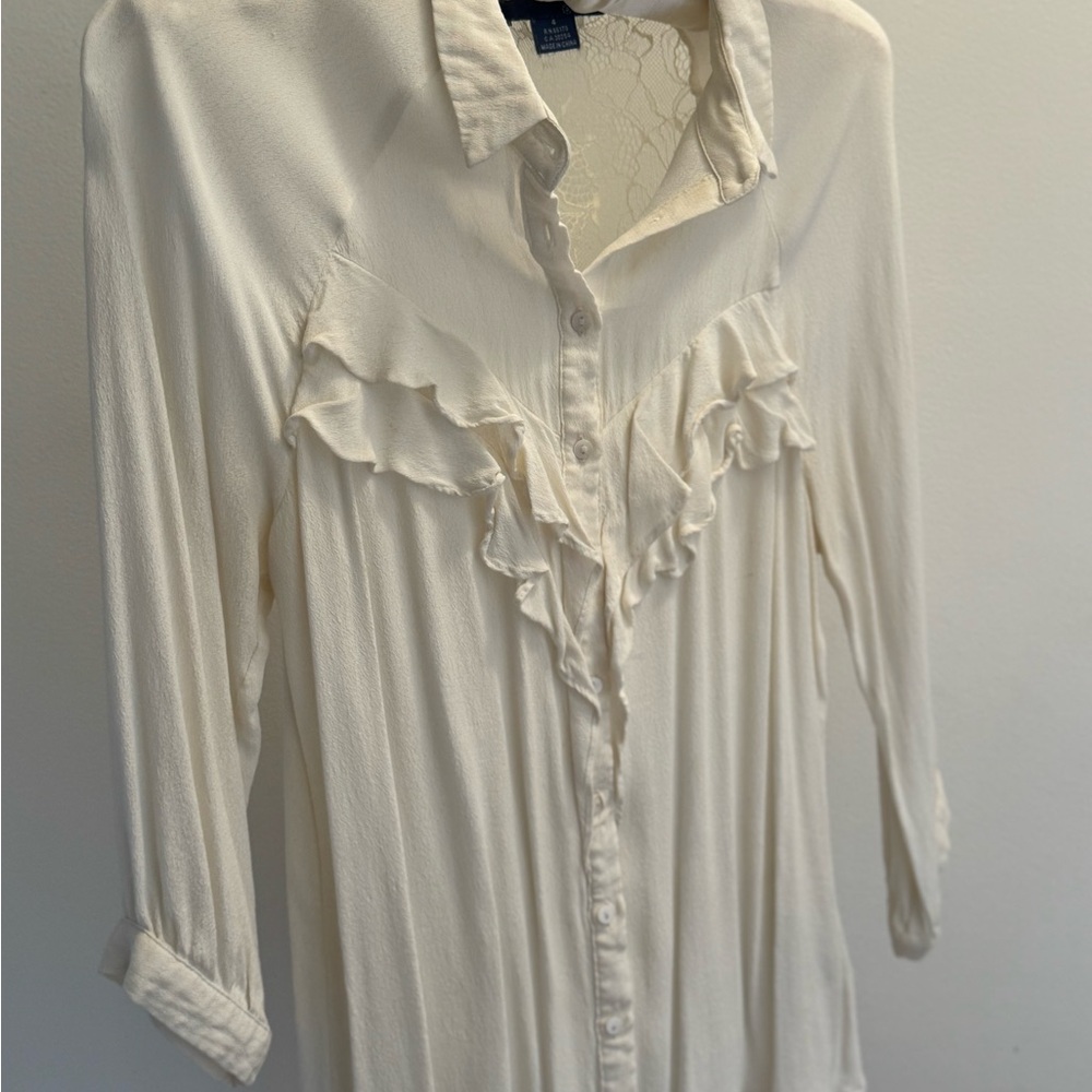 Elegant Cream Ruffled Women's Top